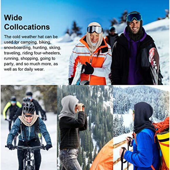 Warm Winter Balaclava Knit Beanie Hooded Scarf Skull Cap One Size - Picture 6 of 8